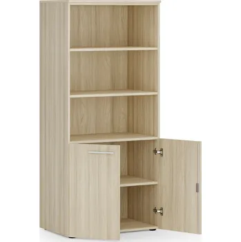Kancelářská sestava Kombinovaná kancelářská skříň PRIMO WOOD, nízké dveře, 800 x 500 x 1781 mm, dub přírodní