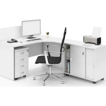 Kancelářská sestava Sestava kancelářského nábytku MIRELLI, typ F, pravá, bílá