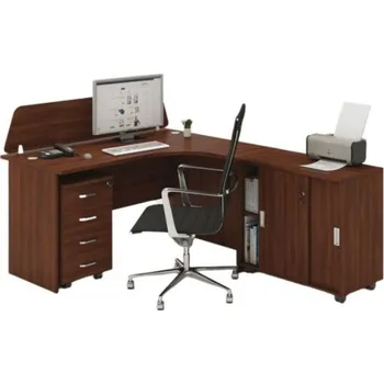 Kancelářská sestava Sestava kancelářského nábytku MIRELLI, typ F, pravá, ořech