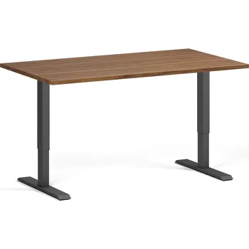 Počítačový stůl Výškově nastavitelný stůl, 140x80 cm, 1 motor, černá podnož, ořech