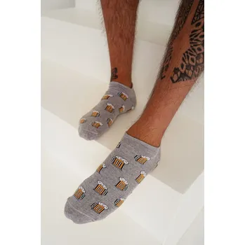 Veselé kotníkové ponožky Milena Pivo šedé Velikost ponožek: 39-43 Šedá