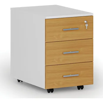 Kancelářská sestava Kancelářský mobilní kontejner PRIMO WHITE, 3 zásuvky, bílá/buk