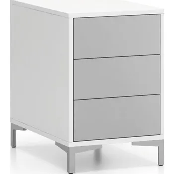 Kancelářská sestava Kancelářská policová komoda LAYERS, 3 zásuvky, 400 x 400 x 630 mm, bílá / šedá