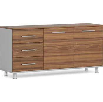 Kancelářská sestava Skříňka ke stolu PRIMO, levá, šedá / ořech