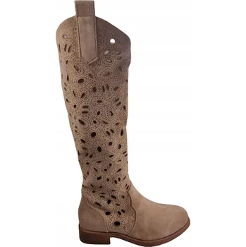 Dámské kozačky Kotníkové kozačky na podpatku S.BARSKI HY51-176 béžové vel. 36