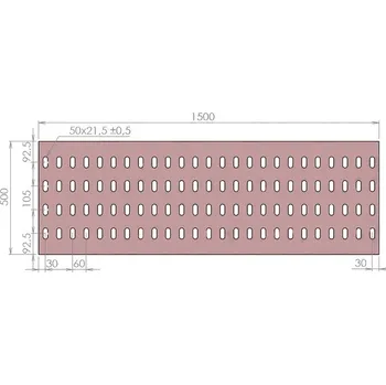 Plech Plech děrovaný 1500 x 500/tl. 3 mm LO (105x60), ocel