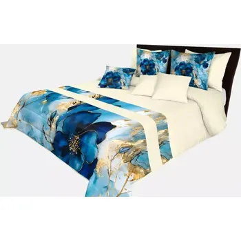 Přehoz na lůžko Dekorativní přehoz s výraznými modrými květy Šířka: 200 cm | Délka: 220 cm