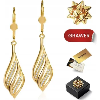 Náušnice Náušnice dámské pozlacené zlatem s kubickými zirkony 585, zapínání na patentku, kapka