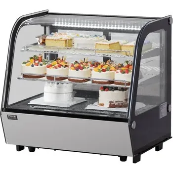 Vinotéka Chladicí vitrína VEVOR, pultní vitrína na pečivo o objemu 4,2 kubických stop/115 l, 2patrová komerční chladnička s LED osvětlením, TURBO chlazení, beznámrazové chlazení vzduchem, pro pekárny