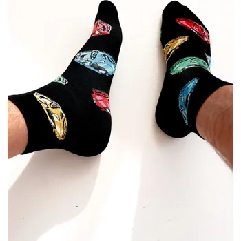 Pánské ponožky Veselé ponožky Milena Auta černé Velikost ponožek: 43-46 Černá