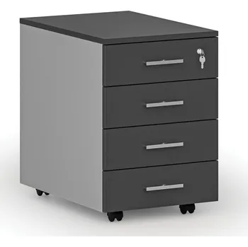 Kancelářská sestava Kancelářský mobilní kontejner PRIMO GRAY, 4 zásuvky, šedá/grafit