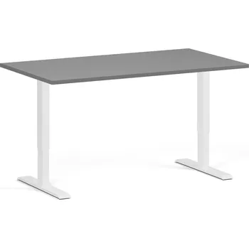 Počítačový stůl Výškově nastavitelný stůl, 140x80 cm, 2 motory, bílá podnož, grafit