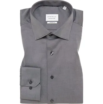 Pánská košile Košile Eterna Modern Fit Twill neprůhledná šedá velikost: 42, délka rukávu: dlouhý rukáv