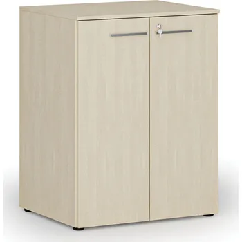 Kancelářská sestava Kancelářská skříň s dveřmi PRIMO WOOD, 2 police, 800 x 640 x 1027 mm, bříza