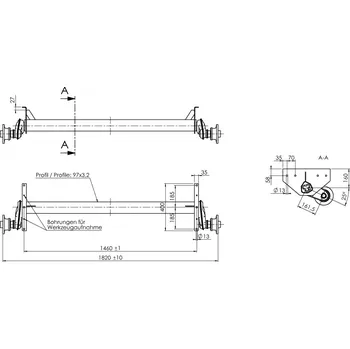 Přívěs Náprava AL-KO UBR 1200-5 (1300 kg), a=1460 mm, c=1820 mm, 112x5 (Sacher)