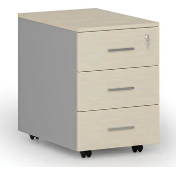 Kancelářská sestava Kancelářský mobilní kontejner PRIMO GRAY, 3 zásuvky, šedá/bříza