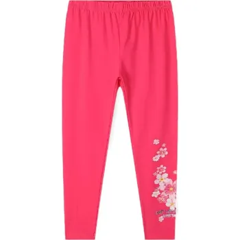 Dívčí legíny DÍVČÍ LEGÍNY BAVLNĚNÉ S KYTIČKAMI NOVINKA Barva: Růžová, Velikost: 116