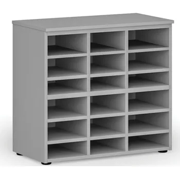 Kancelářská sestava Třídicí regál PRIMO GRAY, 800 x 420 x 740 mm, 18 přihrádek, šedý