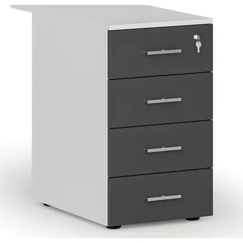 Kancelářská sestava Kancelářský přístavný zásuvkový kontejner PRIMO WHITE, 4 zásuvky, bílá/grafit