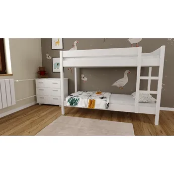 Dětská postel Patrová postel Gino 180x80 cm + rošty ZDARMA - bílá