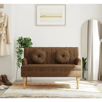 Otoman vidaXL Lavice s polštáři 113x64,5x75,5 cm umělá semišová kůže [372135] Barva: Hnědá