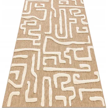Koberec Koberec DO OBÝVÁKU PLOCHÝ TKANÝ Geometrický béžový sisal strukturovaný 80x150 cm