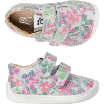 Dívčí polobotky 3F Dívčí kožené boty bar3foot 2Be38/LT-M7 s květy, suchý zip, barefoot velikost: 26