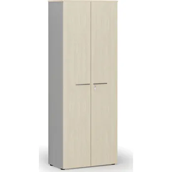 Kancelářská sestava Kancelářská skříň s dveřmi PRIMO GRAY, 800 x 420 x 2128 mm, šedá/bříza
