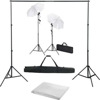 Fotopozadí vidaXL Foto studio set s fotopozadím, osvětlením a deštníky [3055089] Barva: Bílá