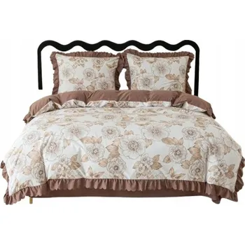 Povlečení Povlečení s falbankou 160x200 s květinami