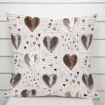 Povlak na dekorativní polštářek Bavlněný povlak na polštář Sandra SA-027 Tmavé srdce na smetanovém 40 x 60 cm