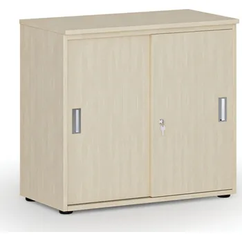 Kancelářská sestava Kancelářská skříň se zasouvacími dveřmi PRIMO WOOD, 800 x 420 x 740 mm, bříza