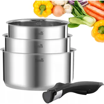 Hrnec BERRETTI SADA HRNCŮ COMODO S ODNÍMATELNOU RUKOJETÍ, 3dílná, 16/18/20 cm