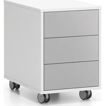 Kancelářská sestava Kancelářský pojízdný kontejner LAYERS, 3 zásuvky, 400 x 600 x 575 mm, bílá / šedá