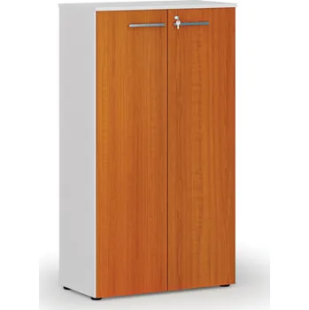 Kancelářská sestava Kancelářská skříň s dveřmi PRIMO WHITE, 800 x 420 x 1434 mm, bílá/třešeň