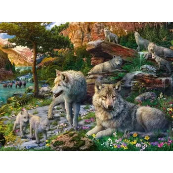 Puzzle RAVENSBURGER Vlci na jaře 1500 dílků