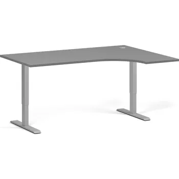 Počítačový stůl Rohový výškově nastavitelný stůl, 160x120 cm, 2 motory, L/P, šedá podnož, grafit