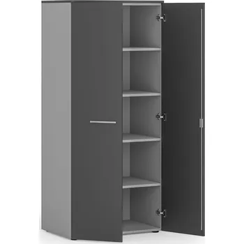 Policová skříň Kancelářská policová skříň PRIMO GRAY s dveřmi, 800 x 500 x 1781 mm, šedá/grafit