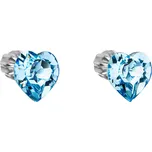 Stříbrné náušnice pecka s krystaly Swarovski modré srdce 31139.3