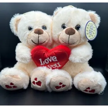 plyšák Plyšová Hračka Velký Medvěd Pár se srdcem Love You Hnědý - 20 cm