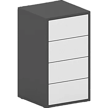 Kancelářská sestava Kancelářský zásuvkový díl FUTURE, 4 zásuvky, bílá/grafitová