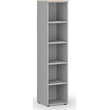 Kancelářská sestava Kancelářský regál PRIMO GRAY, 400 x 420 x 1781 mm, šedá/bříza