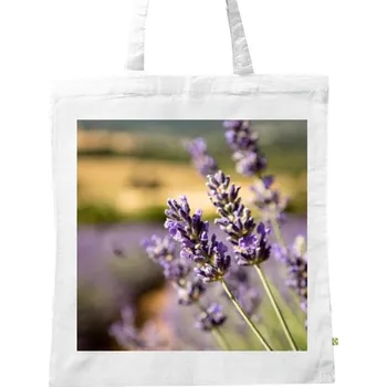 Nákupní taška BIO plátěná taška s potiskem Detail levandule z políčka