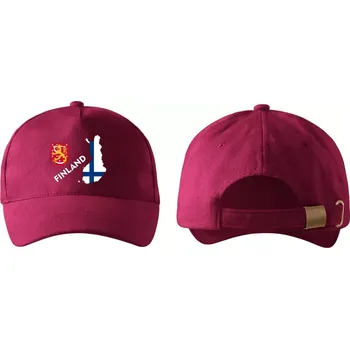 Kšiltovka kšiltovka s vlajkou FINSKA vínová (pánská kšiltovka vlajka a znakem FINSKO)