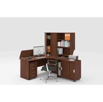 Kancelářská sestava Sestava kancelářského nábytku MIRELLI, typ C, pravá, ořech