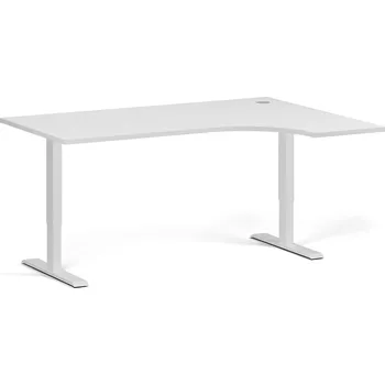 Počítačový stůl Rohový výškově nastavitelný stůl, 160x120 cm, 1 motor, L/P, bílá podnož, bílá