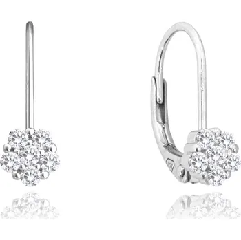 Náušnice MINET Stříbrné náušnice KYTIČKY s bílými zirkony (2)