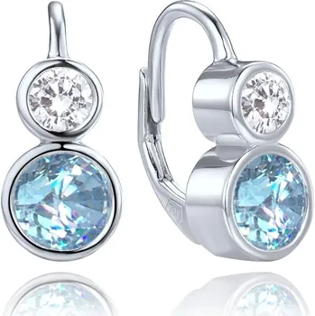 Náušnice MINET Elegantní stříbrné náušnice s bílými a modrými zirkony (3)