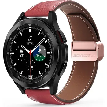 Řemínek na hodinky Dux Ducis YA řemínek z pravé kůže pro Apple Watch 42/44/45/49 mm červený