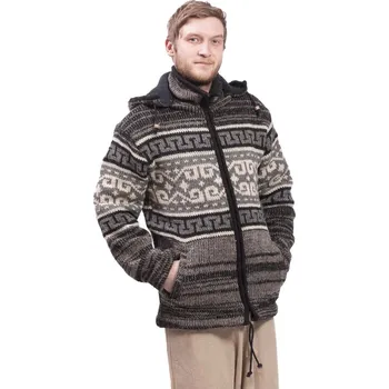 Vlněná svetrobunda NORTH šedočerný melír L